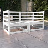 NNEVL Garden 2-Seater Sofa White Solid Wood Pine