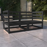 NNEVL Garden 2-Seater Sofa Black Solid Wood Pine