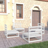 NNEVL 4 Piece Garden Lounge Set White Solid Pinewood