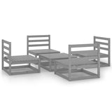 NNEVL 5 Piece Garden Lounge Set Grey Solid Pinewood