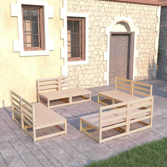 NNEVL 8 Piece Garden Lounge Set Solid Pinewood