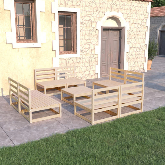NNEVL 9 Piece Garden Lounge Set Solid Pinewood