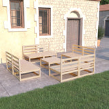 NNEVL 9 Piece Garden Lounge Set Solid Pinewood