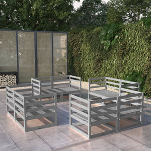 NNEVL 8 Piece Garden Lounge Set Grey Solid Pinewood