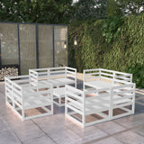 NNEVL 9 Piece Garden Lounge Set White Solid Pinewood