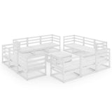 NNEVL 13 Piece Garden Lounge Set White Solid Pinewood