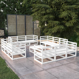 NNEVL 13 Piece Garden Lounge Set White Solid Pinewood