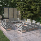 NNEVL 13 Piece Garden Lounge Set Grey Solid Pinewood