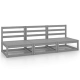 NNEVL Garden 3-Seater Sofa Grey Solid Wood Pine