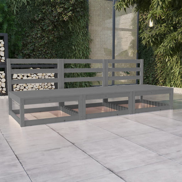 NNEVL Garden 3-Seater Sofa Grey Solid Wood Pine