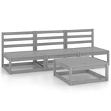 NNEVL 4 Piece Garden Lounge Set Grey Solid Pinewood