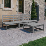 NNEVL 4 Piece Garden Lounge Set Grey Solid Pinewood