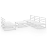 NNEVL 6 Piece Garden Lounge Set White Solid Pinewood