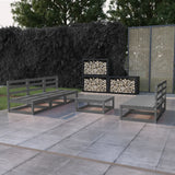 NNEVL 6 Piece Garden Lounge Set Grey Solid Pinewood