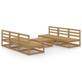 NNEVL 7 Piece Garden Lounge Set Honey Brown Solid Pinewood