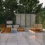 NNEVL 7 Piece Garden Lounge Set Honey Brown Solid Pinewood