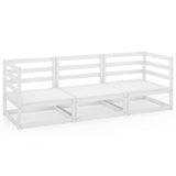 NNEVL Garden 3-Seater Sofa White Solid Pinewood