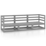 NNEVL Garden 3-Seater Sofa Grey Solid Pinewood
