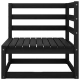 NNEVL Garden 3-Seater Sofa Black Solid Pinewood
