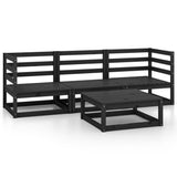 NNEVL 4 Piece Garden Lounge Set Black Solid Pinewood