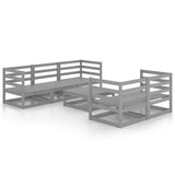NNEVL 6 Piece Garden Lounge Set Grey Solid Pinewood