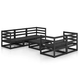 NNEVL 6 Piece Garden Lounge Set Black Solid Pinewood