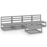NNEVL 5 Piece Garden Lounge Set Grey Solid Pinewood
