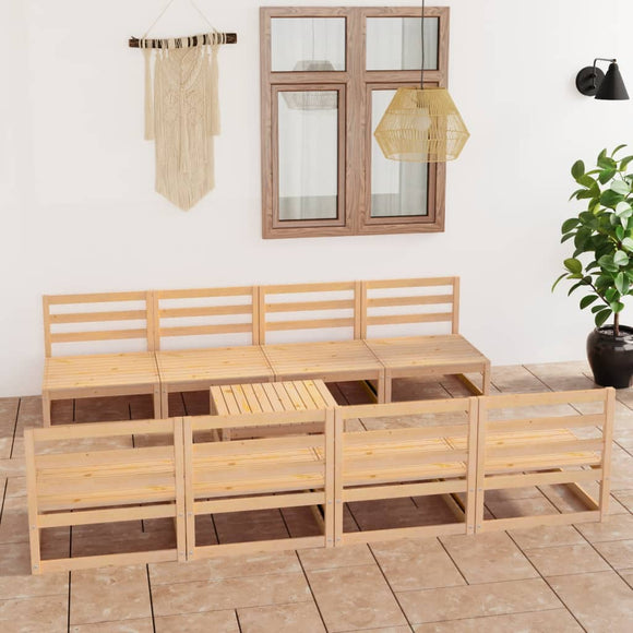NNEVL 9 Piece Garden Lounge Set Solid Pinewood
