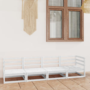 NNEVL Garden 4-Seater Sofa White Solid Pinewood