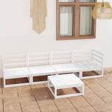 NNEVL 5 Piece Garden Lounge Set White Solid Pinewood
