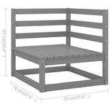 NNEVL 5 Piece Garden Lounge Set Grey Solid Pinewood