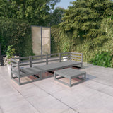 NNEVL 5 Piece Garden Lounge Set Grey Solid Pinewood