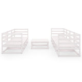 NNEVL 8 Piece Garden Lounge Set White Solid Pinewood