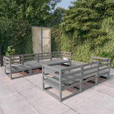 NNEVL 8 Piece Garden Lounge Set Grey Solid Pinewood