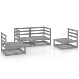 NNEVL 4 Piece Garden Lounge Set Grey Solid Pinewood