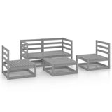 NNEVL 5 Piece Garden Lounge Set Grey Solid Pinewood