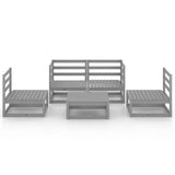 NNEVL 5 Piece Garden Lounge Set Grey Solid Pinewood