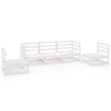 NNEVL 5 Piece Garden Lounge Set White Solid Pinewood