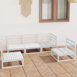 NNEVL 5 Piece Garden Lounge Set White Solid Pinewood