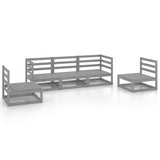 NNEVL 5 Piece Garden Lounge Set Grey Solid Pinewood