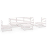 NNEVL 6 Piece Garden Lounge Set White Solid Pinewood