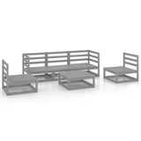 NNEVL 6 Piece Garden Lounge Set Grey Solid Pinewood