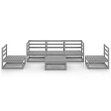 NNEVL 6 Piece Garden Lounge Set Grey Solid Pinewood