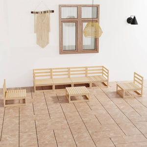 NNEVL 7 Piece Garden Lounge Set Solid Pinewood