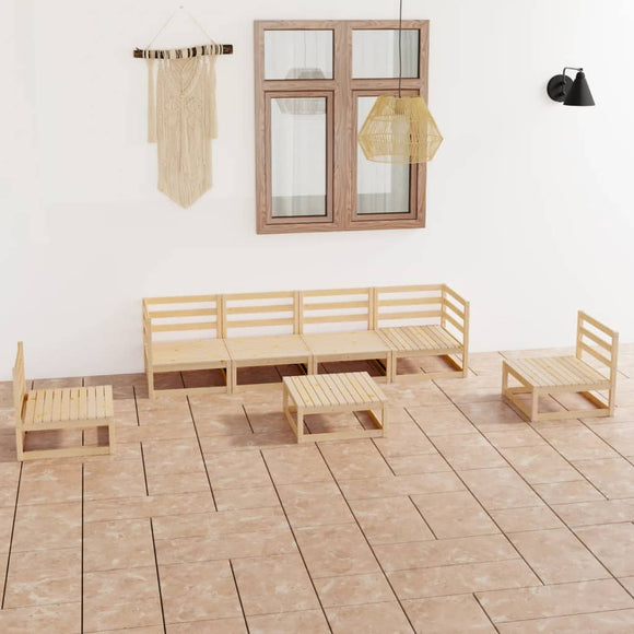 NNEVL 7 Piece Garden Lounge Set Solid Pinewood