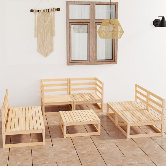 NNEVL 7 Piece Garden Lounge Set Solid Pinewood