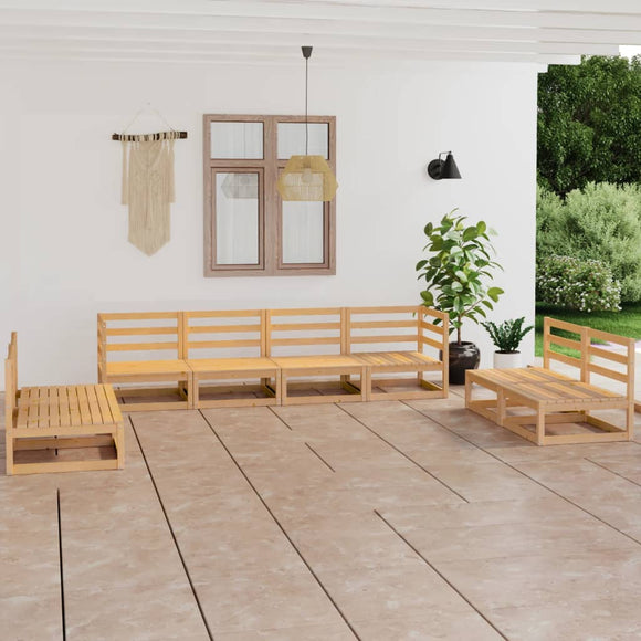 NNEVL 8 Piece Garden Lounge Set Solid Pinewood