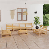 NNEVL 9 Piece Garden Lounge Set Solid Pinewood