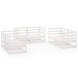 NNEVL 6 Piece Garden Lounge Set White Solid Pinewood