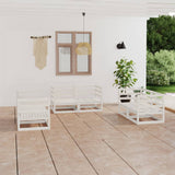 NNEVL 6 Piece Garden Lounge Set White Solid Pinewood
